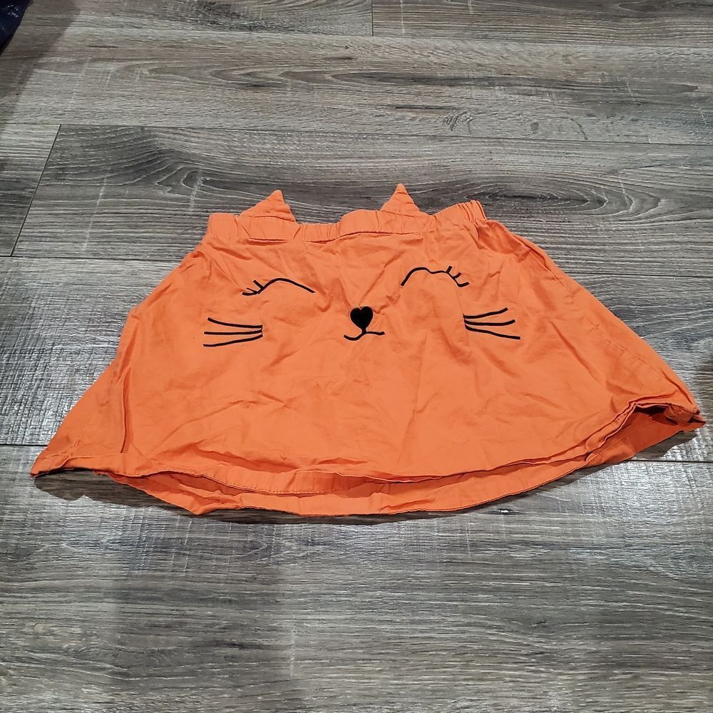 Girls SHEIN Mini Skirt Size 8 Orange Cat Design Mini Skirt